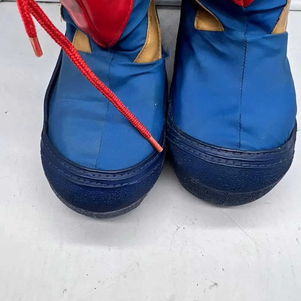Vintage 80s Snow Boot Youth 4-5 Blue Nylon Stripe Winter Moon